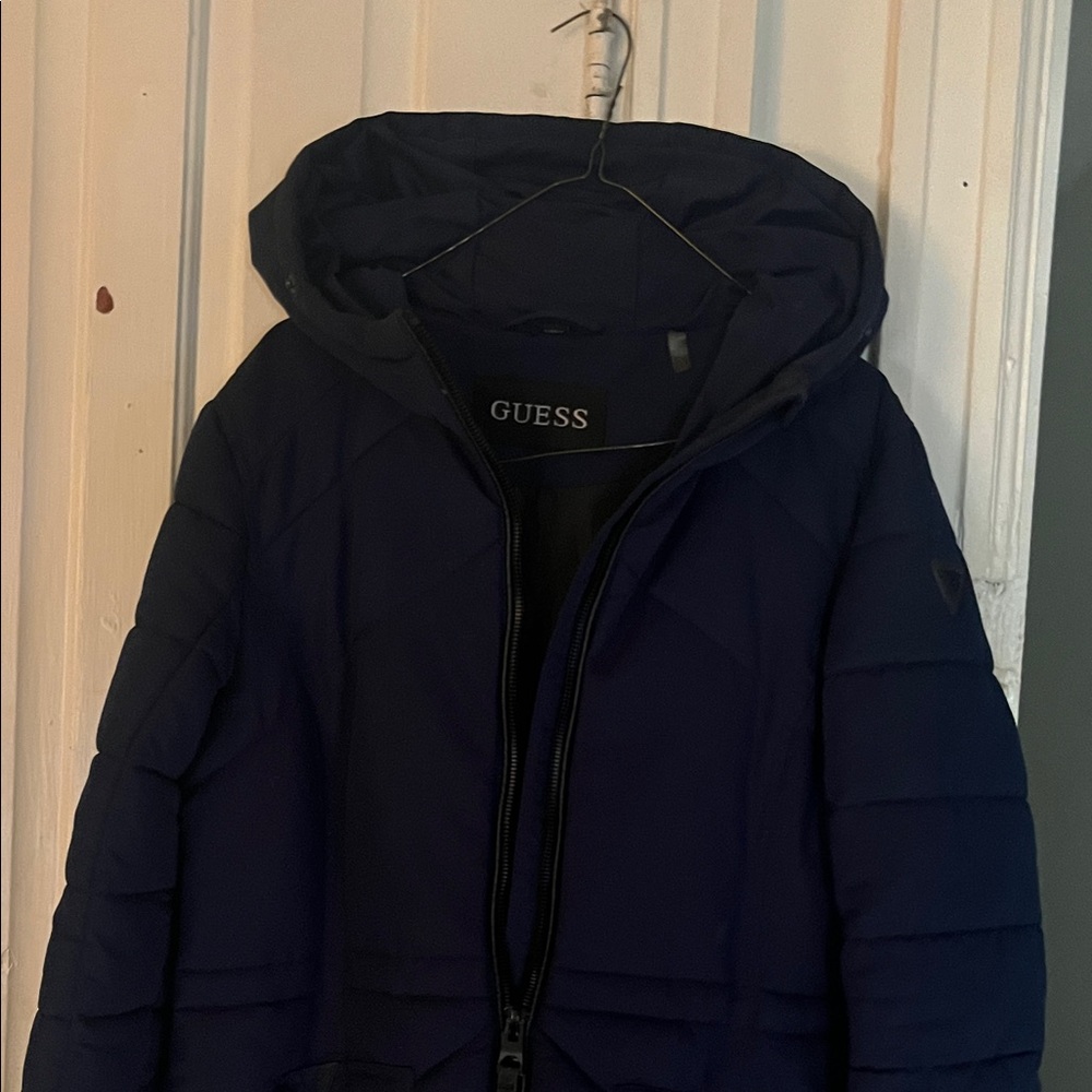 GUESS Women's Deep Blue Puffer Coat